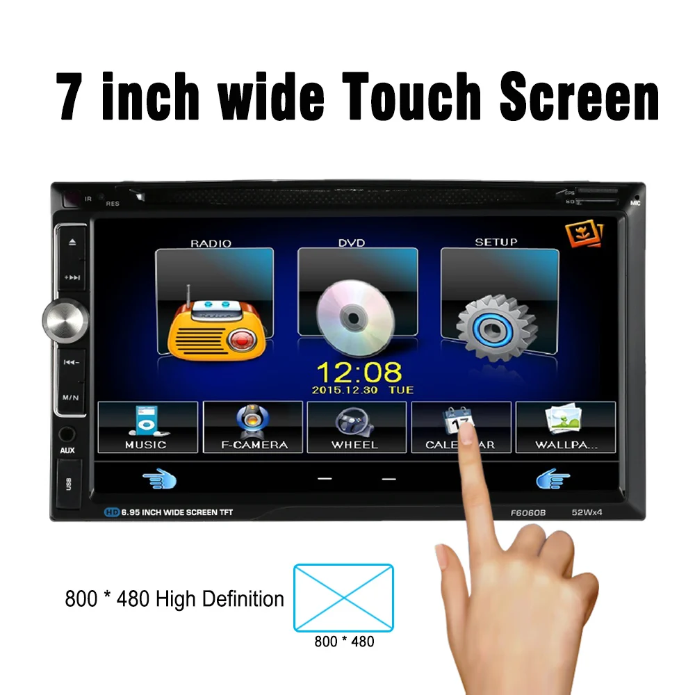 

7" Universal 2 Din HD Car Stereo DVD Player Bluetooth USB/TF FM Aux Input Radio Entertainment Multimedia