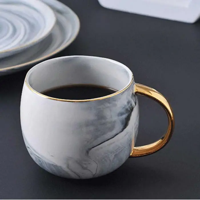 Nordic Mug Cup Marble Ceramic Milk Tea Drinking Cup Breakfast Drinkware for Home Office Taza de cafe europea BDF99