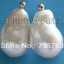 Xiuli 0097 Подлинная Природный 22 мм Белый Reborn Кеши Жемчужные Серьги