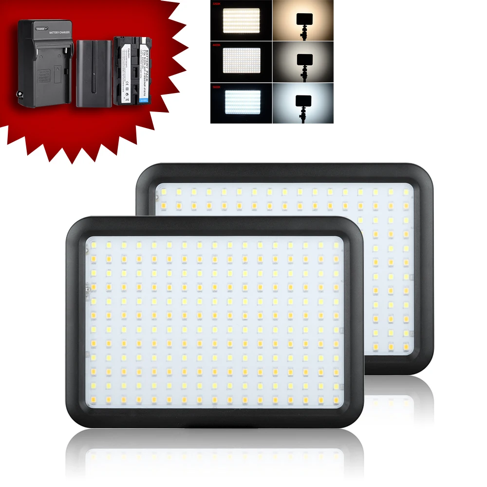 2pcs lot Led Video Light Panel 204 PCS LED Bi color Temperature 3200K 5600K Photo Camera