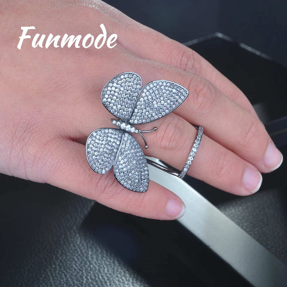 Женские кольца в форме бабочки Funmode для вечеринок с покрытием из черного