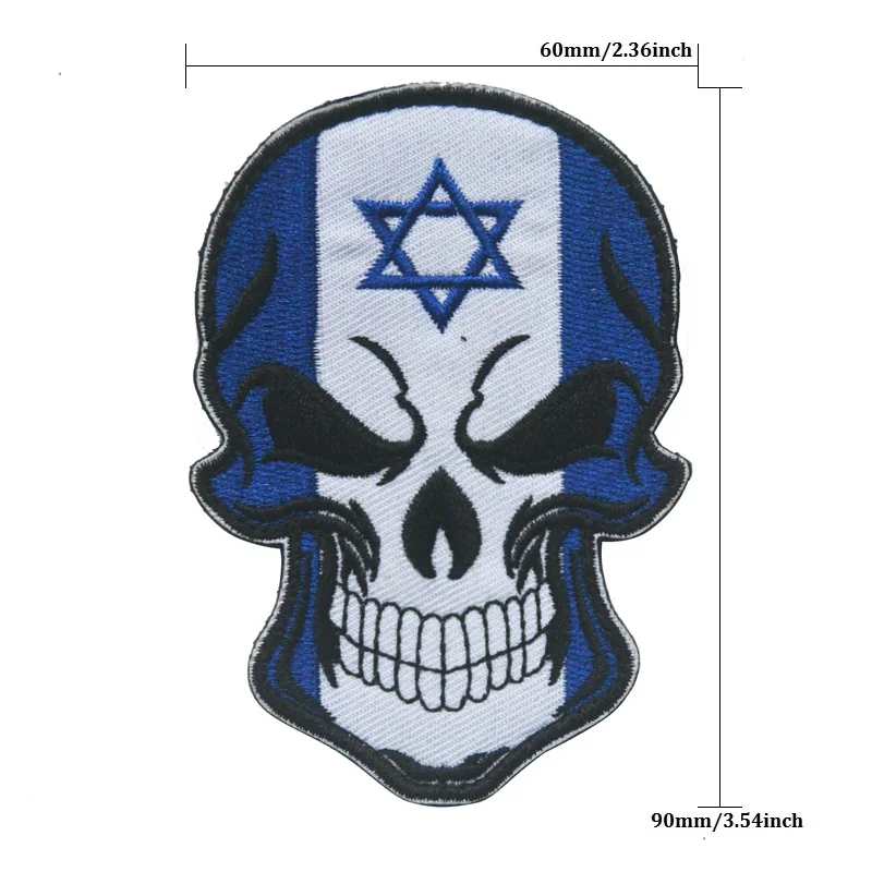 Israel Израильский национальный флаг череп голова вышивка патч, вышитые патчи Военная Тактическая повязка на руку вышивка для одежды Швейные Аппликация - Цвет: Israel