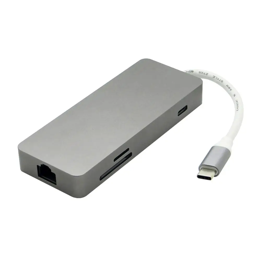 Горячий тип C USB C концентратор 7 в 1 многопортовый USB 3,0 type C к HDMI USB 3,0 RJ45 SD/TF кардридер зарядка PD адаптер конвертер для Mac