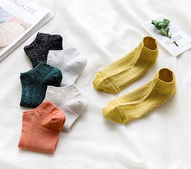 Высокое качество 2018 женщин Носки Весна 5 пар короткие сплошной шелк цвета в стиле ретро женские модные носки для женщин короткие носки