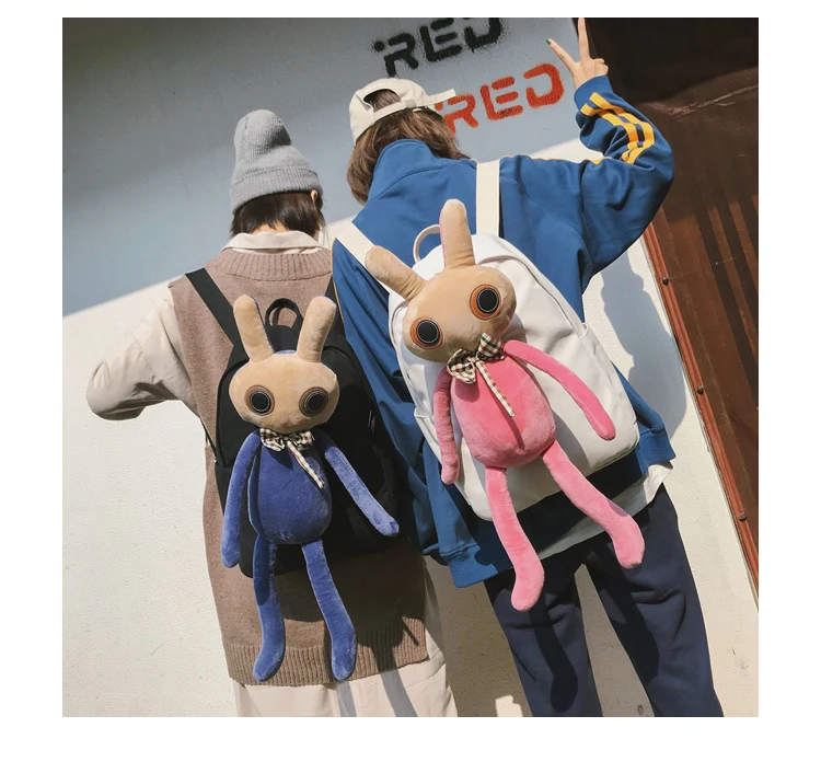 Menghuo Rabbit Canvas Backpack for Women Cute Funny Backpacks for Teenager Girls Lolita Bag Kawaii Backpack Mochilas femininas_33
