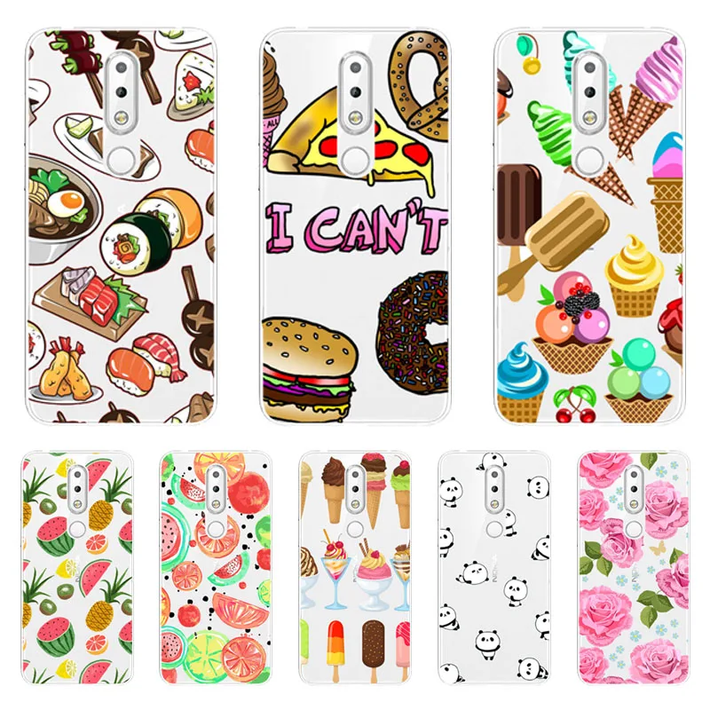 

for nokia x6 2018 Case,Silicon Black Painting flower Soft TPU Back Cover for nokia 6.1 plus Protect Phone cases shell