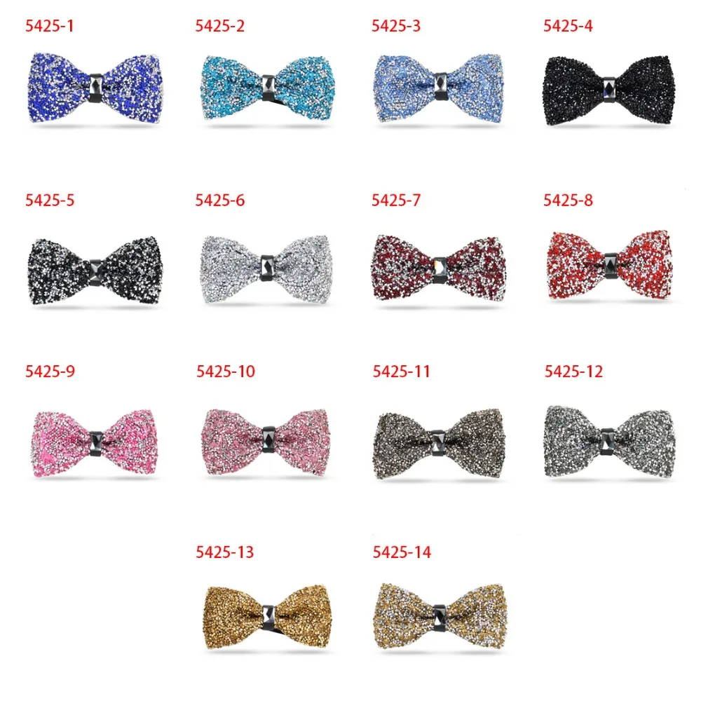 Мужской стильный галстук для мальчиков, Блестящая бабочка с кристаллами для взрослых, великолепный регулируемый галстук-бабочка для смокинга для свадебного платья класса люкс