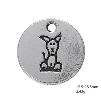

Fashion Antique Silver Dog Image Pendant Animal Charms For Handmade Jewelry Bracelets Necklace Making DIY Accessories 50PCS