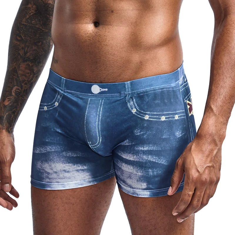 Men Denim Underwear 3D Sexy Boxer Jeans Shorts Classic Print Boxers Mens New Fashion Cowboy Underpants Trunks Brand Underpants boxer pants