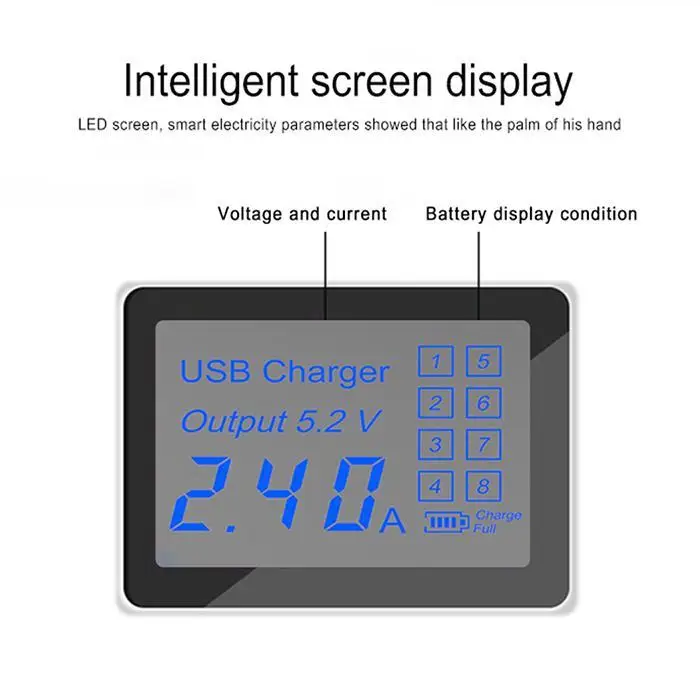 Быстрая зарядка нескольких USB QC3.0 быстрое зарядное устройство светодиодный индикатор питания дисплея адаптер