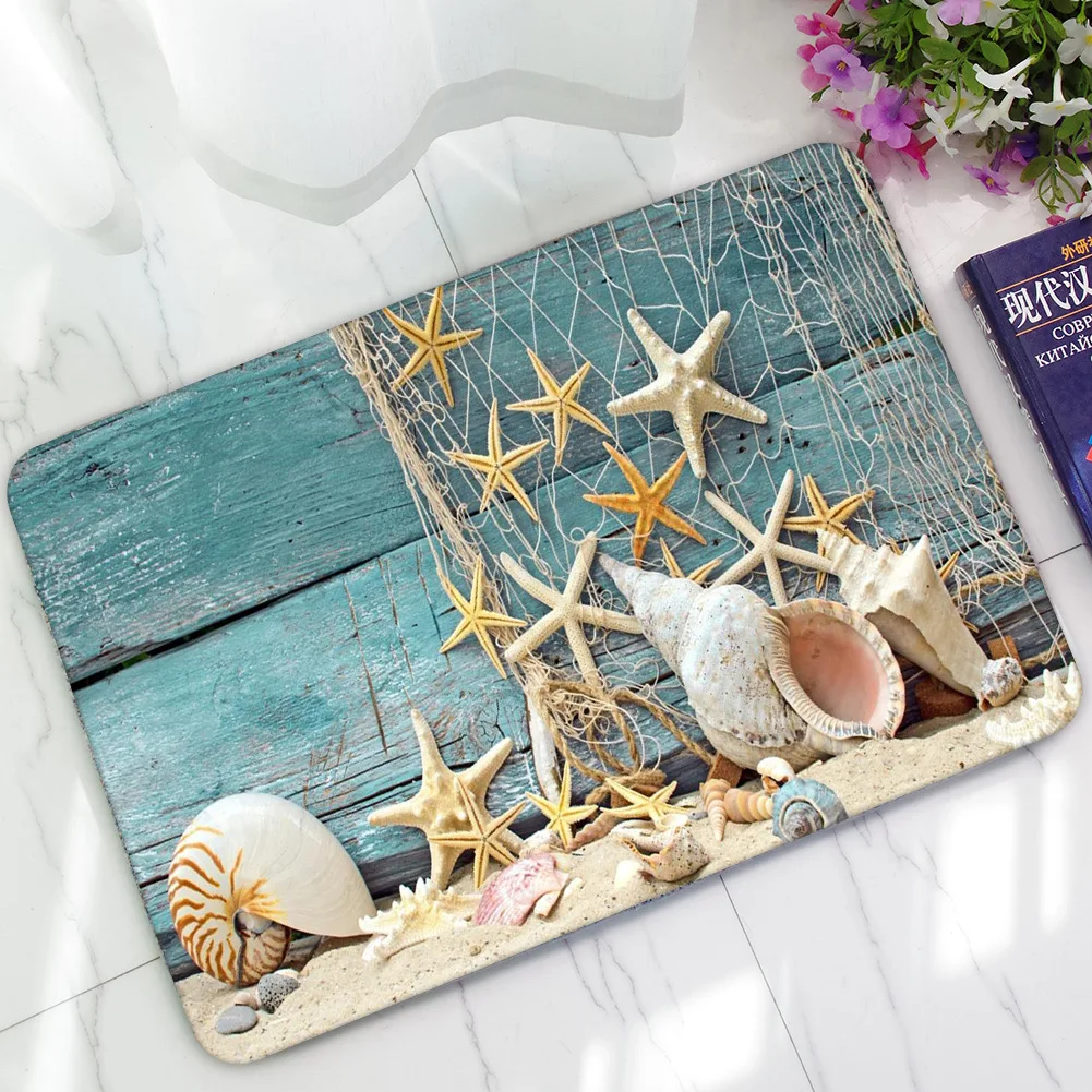 

Shell Boat Printed Welcome Home Mats Dust Proof Door Mats Outdoor Slip Resistant Mats For Bathroom Bedroom Kitchen Area Rug