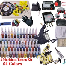2 Лучшая тату-машинка набор цифровой постоянный макияж пистолет набор 54 цветные чернила с цифровой мощностью