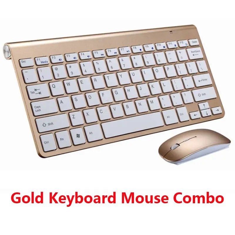 Golden KeyboardMouse 2,4G Портативная мини беспроводная клавиатура для Mac Настольный ПК ноутбук ТВ мультимедийный компьютер беспроводная клавиатура мышь комбо набор - Цвет: Golden KeyboardMouse