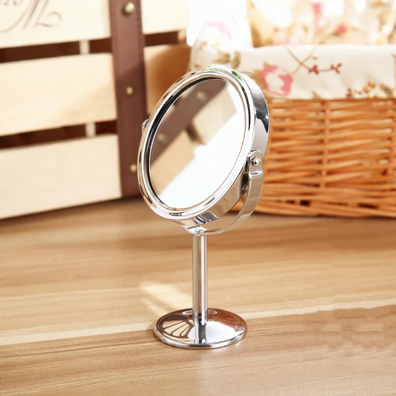 Настольное вращающееся зеркало для макияжа с двойным лицом, металлическое зеркало для макияжа, зеркало портного зеркала 1: 2 функция масштабирования