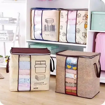 

Simple Style European Style Bear Linen Color Non-Woven Fabric Wardrobe Closet Storage Box Clothes Quilt Bag Organizer dropship