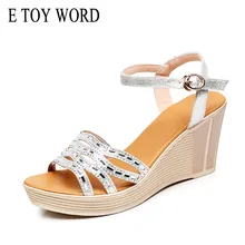 E TOY WORD Rhinestone Wedges Women's sandals Fashion Summer Shoes Platform Sandals Woman open toe High Heel Sandals Size 34-43 цена E TOY WORD Rhinestone Wedges Women's sandals Fashion Summer Shoes Platform Sandals Woman open toe High Heel Sandals Size 34-43 цены онлайн
