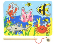 

B Kids Wooden Toys Educational Learning Wood Magnet Fishing Game Small Magnetic Puzzle Table Farm Education Toys For Children