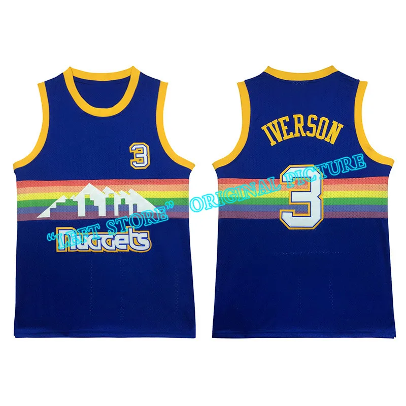 new Men's 3 Allen Basketball Jerseys rainbow version Throwback