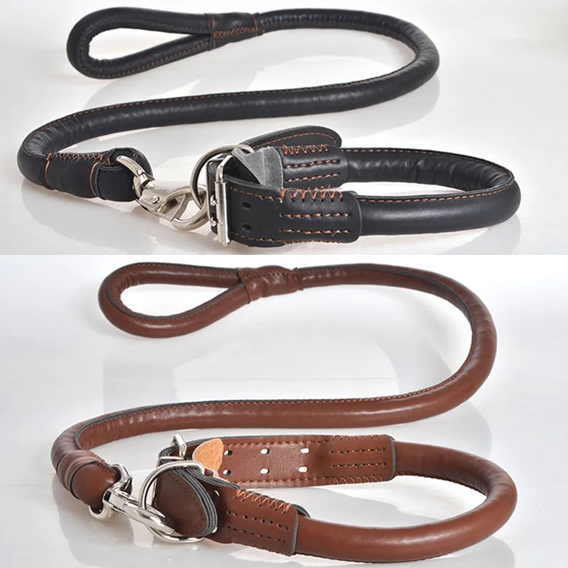 Dourable Medium Large PU Leather Breakaway Dog Collar And Leash Set
