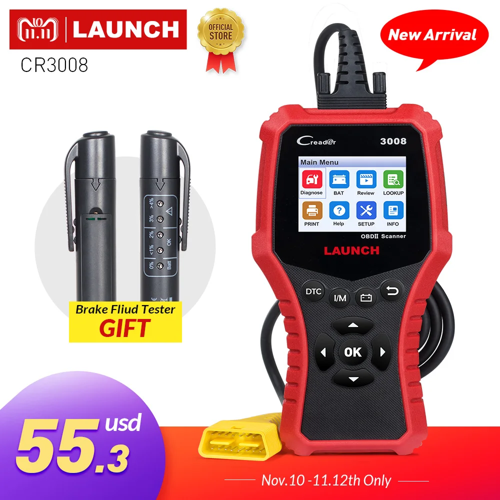 LAUNCH OBD2 Scanner OBDII Auto diagnostic tool CR3008 Universal OBD 2 Engine Code Reader free update X431 Creader 3008 pk KW850 LAUNCH OBD2 Scanner OBDII Auto diagnostic tool CR3008 Universal OBD 2 Engine Code Reader free update X431 Creader 3008 pk KW850