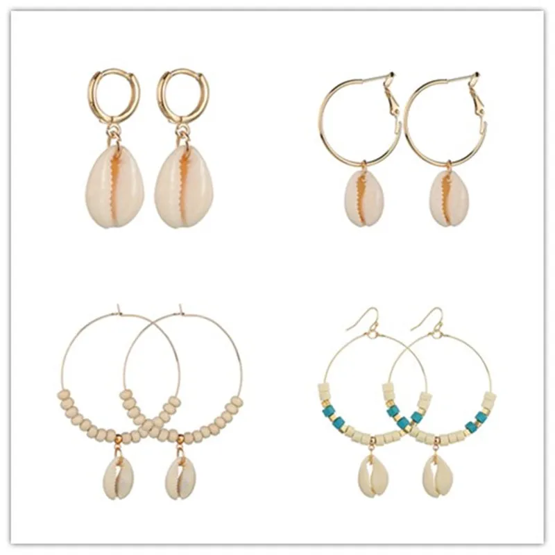 

MissCyCy Bohemian Natural Sea Shell Earrings For Women Fashion Geometric Big Circle Earrings 2019 Female Hoop Earrings