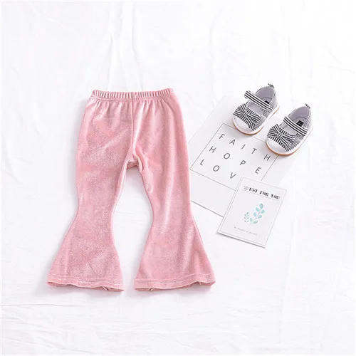Girls Fashion Pants Toddler velvet Pants Spring?summer Bottoms For Girl Toddler Pink Flare Pants