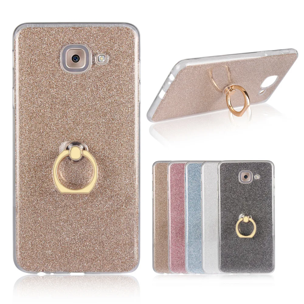 Bling Glitter Ring Holder Stand Soft TPU Phone Cover Casefor Samsung Note 3 4 5 8 Note3 Note4 Note5 Note8 Cellphone Accessories