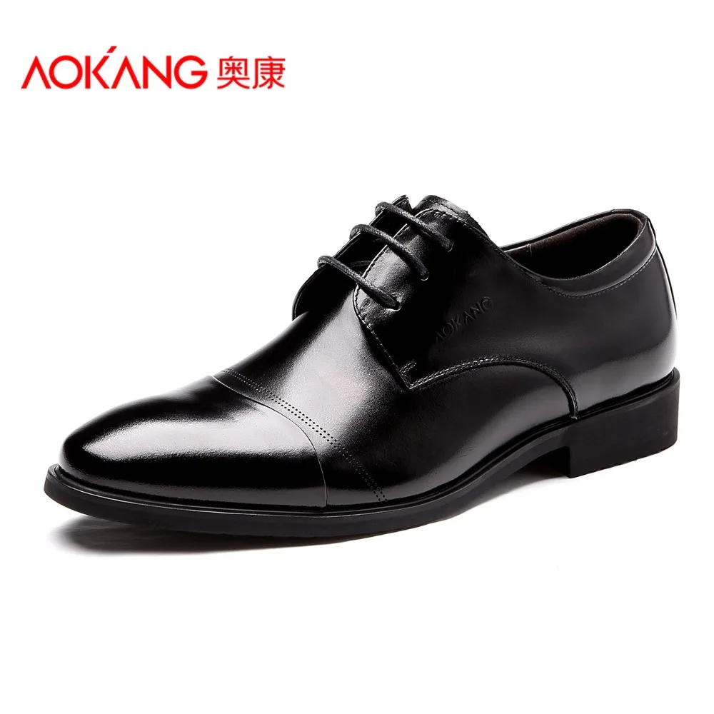 Aokang Men Dress Shoes Genuine Leather 2017 Fashion Men s Oxford Shoes Leather Derby Shoe Lace