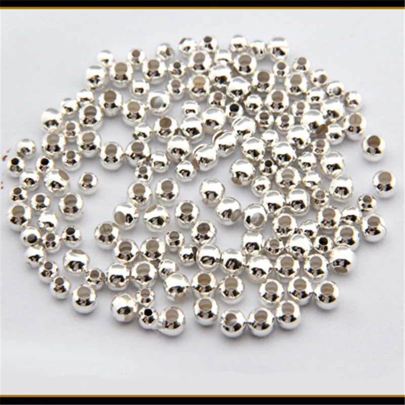 

1000PCs 2-6mm Beads Silver Plated Smooth Round Spacers Beads DIY Bracelets &Necklace Jewelry Gifts