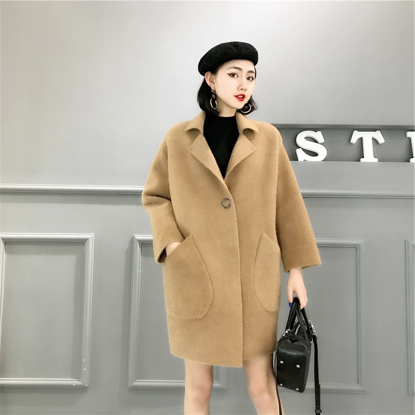 Artificial Mink Cashmere Comfortable Long Sweater