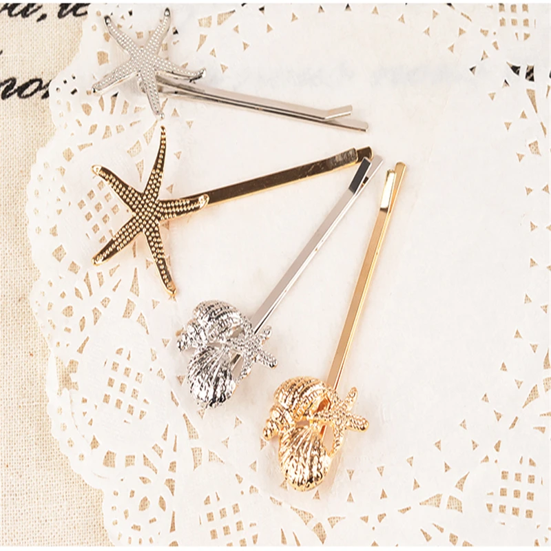 Летняя стильная женская заколка для волос в виде звезды заколки Золотая