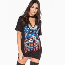 HOT Brand 2017 New Women Vintage Rock Style Long T-Shirt Mini Dress Casual Party Holiday TShirt