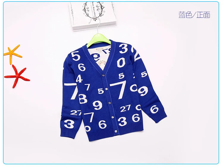 Свитера с v-образным вырезом для мальчиков; модные детские вязаные кардиганы из хлопка с v-образным вырезом для мальчиков-подростков; осенний двойной теплый свитер для мальчиков - Цвет: digital blue