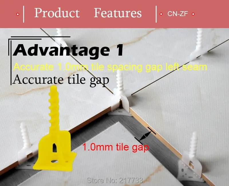 Tile Leveling Clips 1mm Spacers Cross (5)