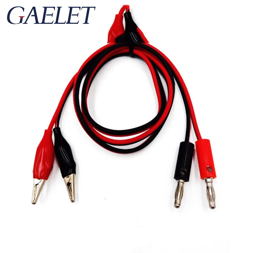 

4mm Injection Banana Plug To Shrouded Copper Electrical Clamp Alligator Clip Test Cable Leads 1M For Testing Probe ZK30