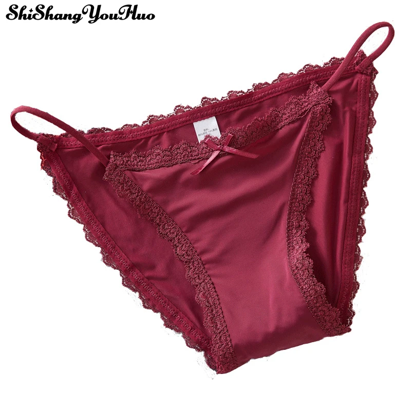 

1pcs Fashion High Quality Women's Panties Ice Silk Underwear Low Waist Women Lace Soft Briefs Sexy Underwear Pants