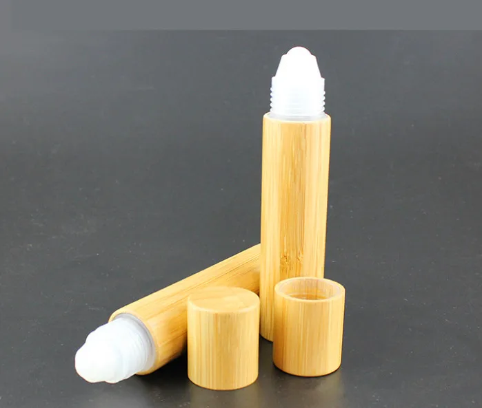 1 шт. 15 мл бамбуковая деревянная бутылка для масла в рулоне пластиковый флакон для духов контейнер для век с роликом, бутылочки для косметики и лосьона - Цвет: plastic roller