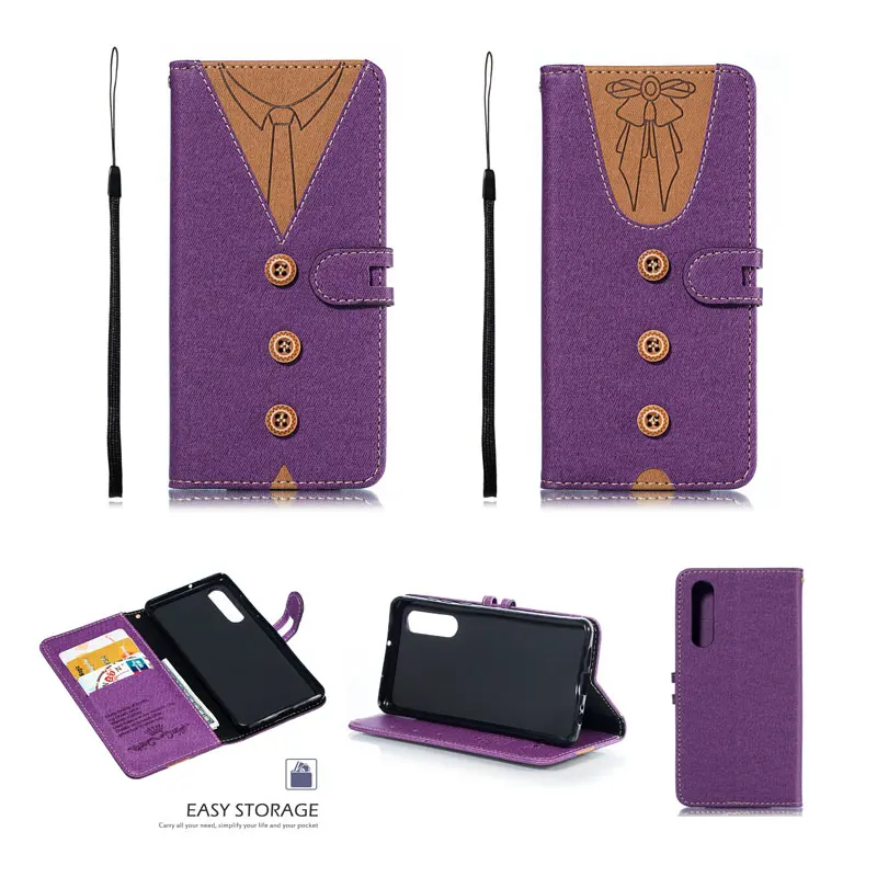 

Fashion Retro Cloth Wallet Card Flip Cover for Huawei P30 Pro Funny Bow Tie Leather Case for Huawei P30 Lite Schockproof Cover