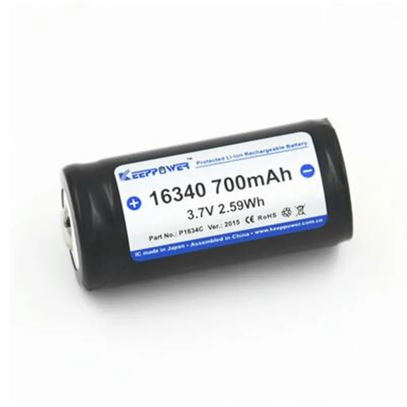 1 шт. Keeppower 16340 700 мАч 3 7 V 3.59Wh Защищенный Литий-ионный аккумулятор оригинальный P1634C |