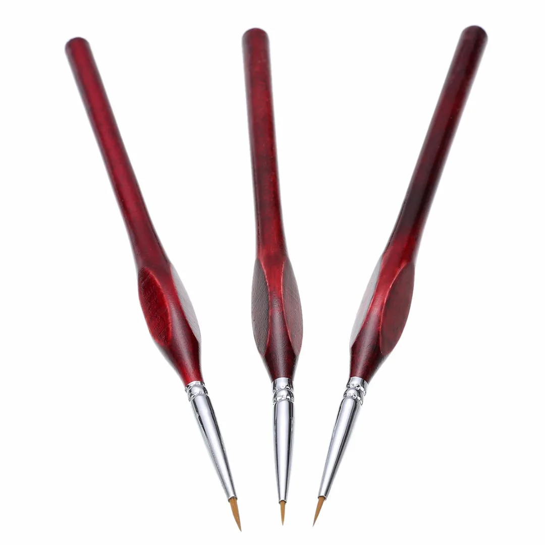 3Pcs Sable Hair Painting Brush Watercolor Gouache Paint Brushes 7.3inch Fine Detailing Liner 0~000 Pointed Tip Art Supplies