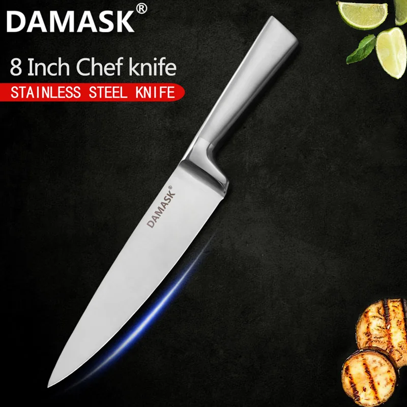 Дамасский Европейский набор кухонных ножей, фруктовый нож Santoku для нарезки хлеба, набор ножей из нержавеющей стали, острый нож для мяса - Цвет: 8 Chef