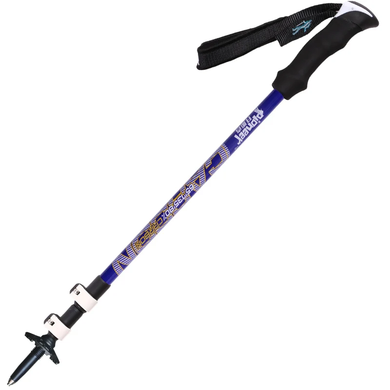 1 пара Pioneer сверхлегкий углеродного волокна лыжные трекинговые палки быстрая Flip Lock складные палки для скандинавской ходьбы трости 2 предмета - Цвет: blue