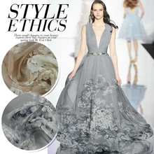 10 м/лот чистая шелковая ткань с цветочным принтом натуральный шелк тутового шелка шифон цветочная ткань сшить для платья ткань тонкая ткань серый Diy