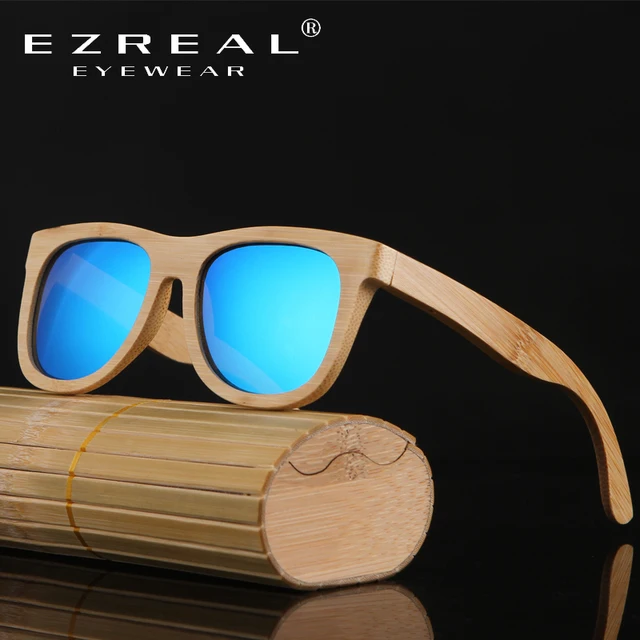 US $14.50 EZREAL TOP Brand Designer men wood Sunglasses New Polarized Blue Skateboard Wood sunGlasses Origina