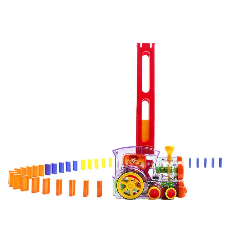 60 шт. Электрический домино модель автомобиля игрушечный набор поезд креативный Красочный домино блоки игры развивающие игрушки с радужной расцветкой для детей Подарки - Цвет: Transparent(opp bag)