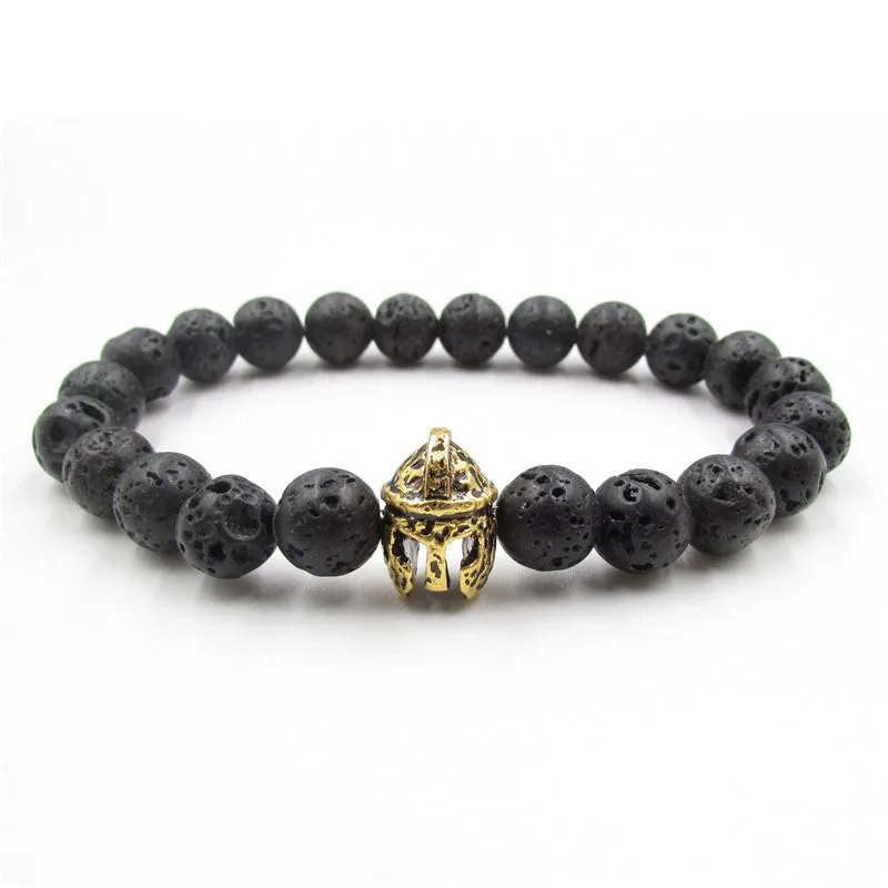 Black Lava Natural Stone Beads Bracelets for Women Vintage Volcanic
