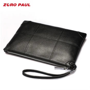 

ZORO PAUL Men's Luxury Wallet Black Genuine Leather Business Bag Clutch Men Envelope Large Capacity Bag