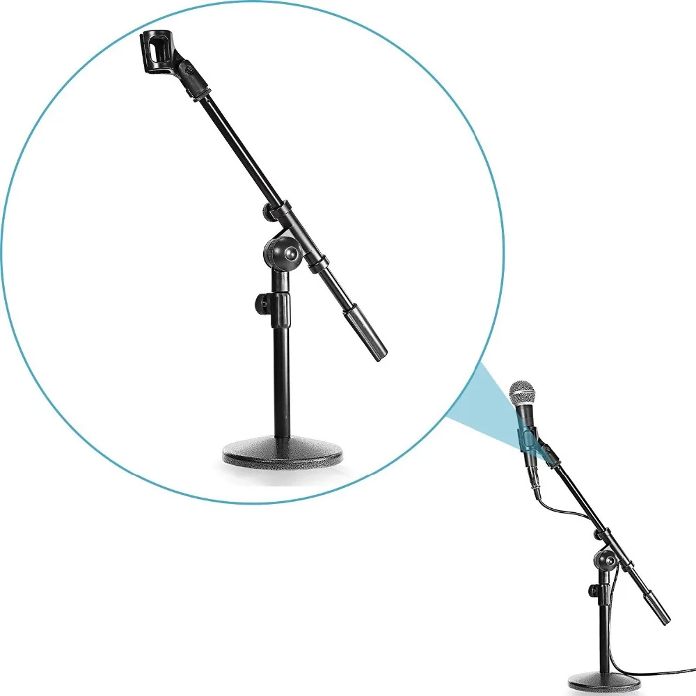 Neewer NW210 Sturdy Mini Microphone Stand with Heavy duty Base,Telescoping Boom and Mic Clip