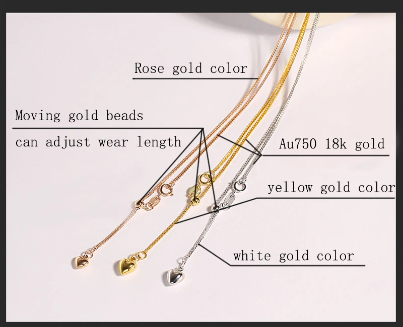 Sinya 18k Au750 gold necklace Chain DIY Multifunctional Pendant necklace for Mum women girls lover Y style adjustable chain (6)