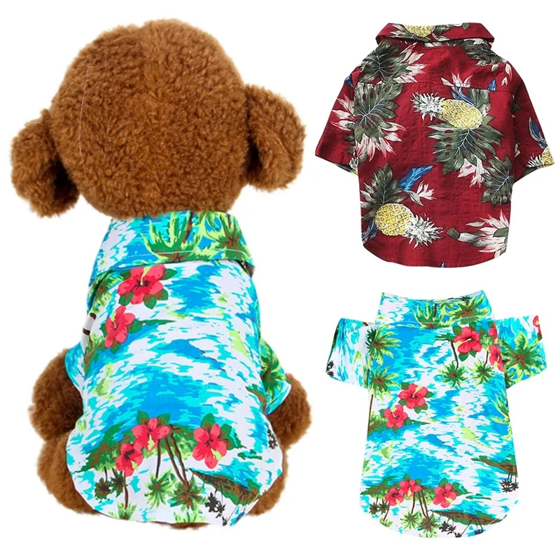 Одежда для собак летняя пляжная рубашка собака милый Принт Гавайский пляж повседневная домашнее животное рубашка туристическая ананас цветочный короткий рукав собака блуза с принтом кошки